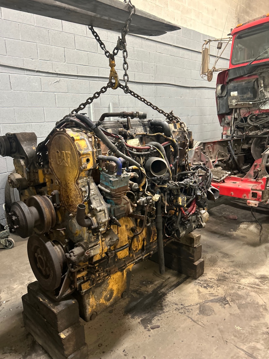 CAT engine on hoist