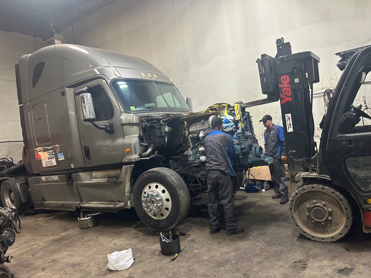 Team working on truck