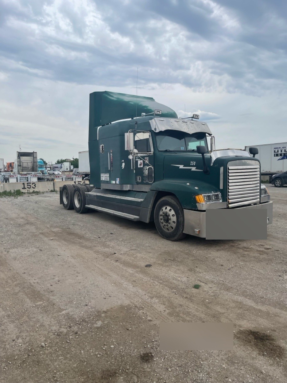 Teal Freightliner serviced at Angels Truck Care